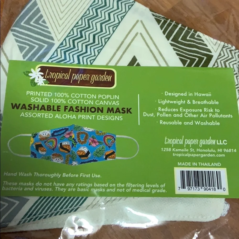 NWT Tropical Paper Garden Washable Fashion Mask